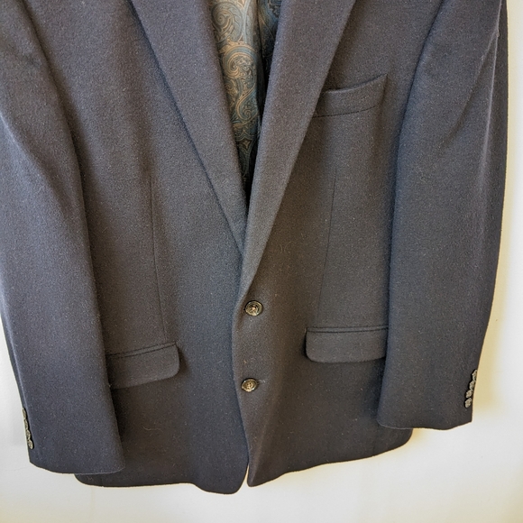 Lauren Ralph Lauren Navy Blue Wool Silk Cashmere Blazer Jacket 44L - Picture 2 of 8